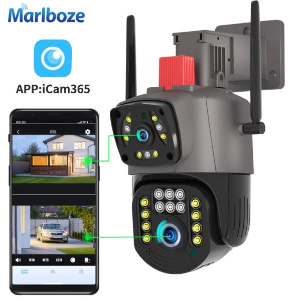 Cameras OUTDOOOR PTZ Sécurité Caméra WiFi 4MP HD IP Camera Imperproof Double Lens CCTV Sécurité Video Soutronide Cam avec suivi automatique