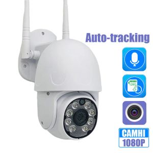 Caméras Outdoor WiFi Dome IP Camera Human Automatic Tracking Video Surveillance Color Night 128G SD Carte Audio haut-parleur Camhipro App View