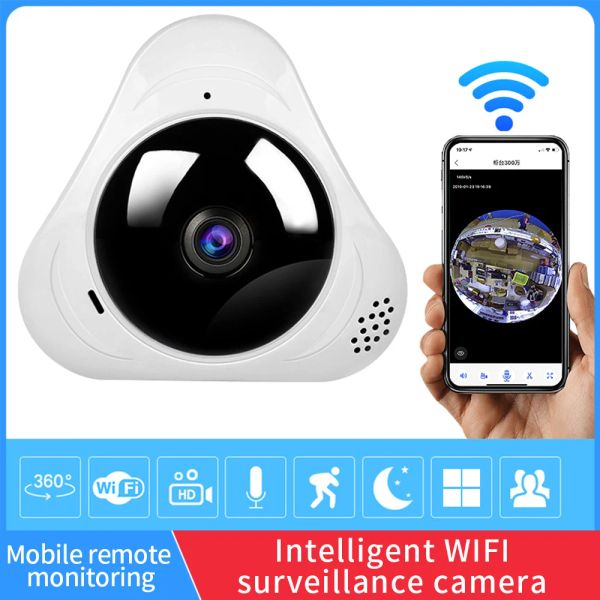 Cameras Panoramic Fisheye IP Caméras avec vision nocturne, caméras de surveillance CCTV, 360 degrés, WiFi, Protection de sécurité 1080p, Smart Ho
