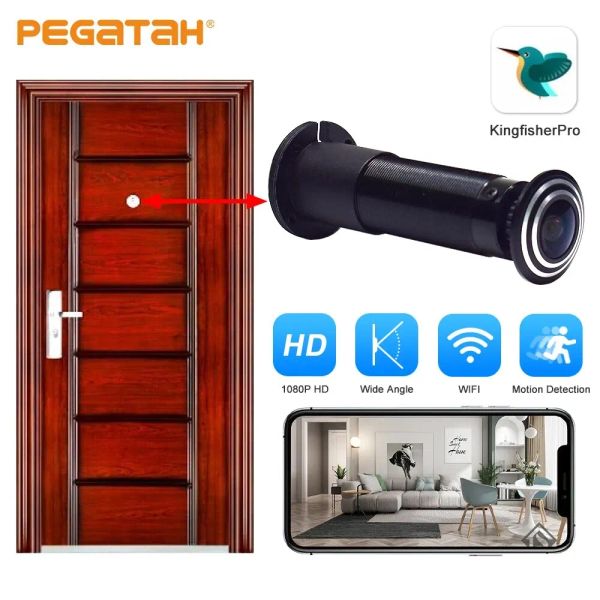 Cámaras Pegatah Door Oscle Security 1080p HD 1.7 mm de lente gran angular pez cctv network mini peephole puerta wifi p2p onvif