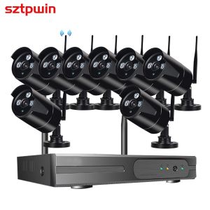 Cameras Plugandplay 8ch 3MP Audio Wireless NVR Kit P2P1080P Indoor Outdoor Night Vision Security 3MP Audio IP Camera WiFi CCTV Système