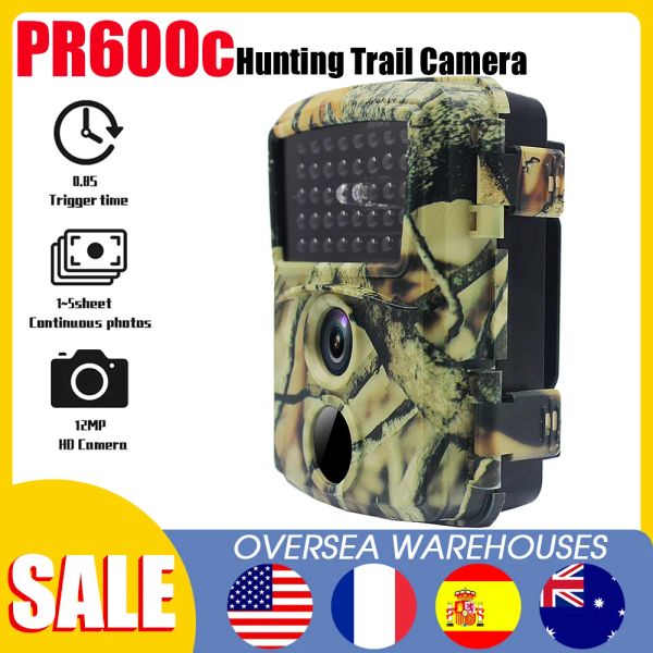 Caméras PR600C Caméra de chasse HD 12MP Wildlife Trail Monitoring Camera Vision Night Vision 0.8S TRIVER VIDEO VIDEO TRACK CAME CAME CAME DE SURVEILLANCE