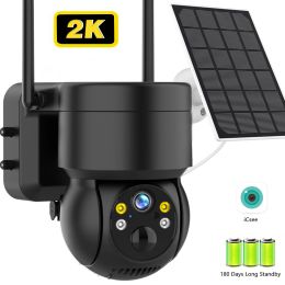 Camera's PTZ IP Camera Outdoor Wireless WiFi Solar Camera 2K 4MP HD Builtin Batterij Pir Human Alarm Video Surveillance Cam Icsee App