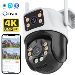 Caméras ptz wifi ip caméra 4k 8Mp hd extérieur 4x Zoom de sécurité numérique CCTV caméra double objectif AI détecter la caméra sans fil p2p