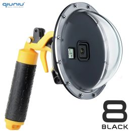 Cameras Qiuniu 6 '' Diving Dome Port Imperpose Habillage Couvre-boîtier Pistolet Trigger Float Grip pour GoPro Hero 8 Black Go Pro 8 Accessoires