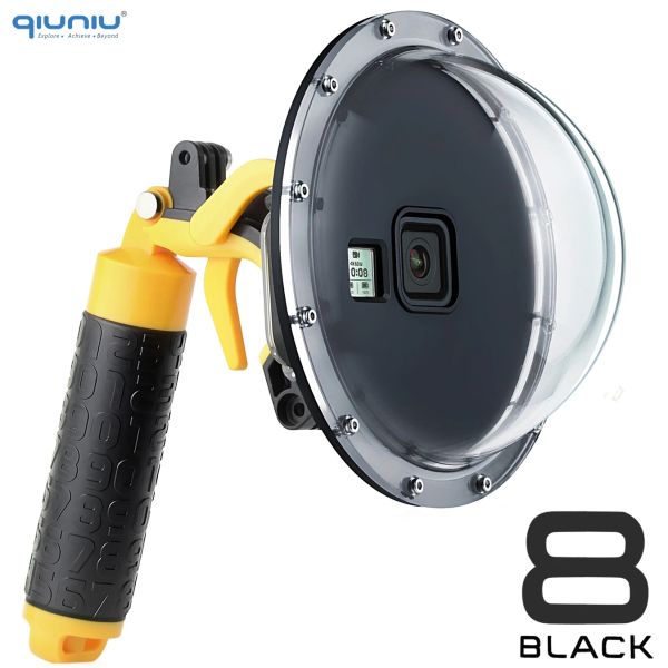 Cámaras Qiuniu 6 '' Puerto de buceo Puerto impermeable Case de carcasa de la cubierta Pistolas de gatillo Polla de flotador para GoPro Hero 8 Black Go Pro 8 Accesorios