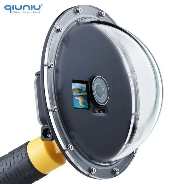 Caméras QiUniu Port de dôme imperméable pour DJI Osmo Action1 Camerie sous-marine Couvre-lentille de boîtier de plongée avec accessoires de poignée à main flottante