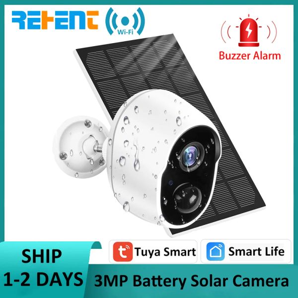 Cameras Rehent 3MP 9000mAh Batterie WiFi Suppeillance Camera Tuya Smart Home Outdoor Security Protection Wireless CCTV CAME SOLAR PANNEUX