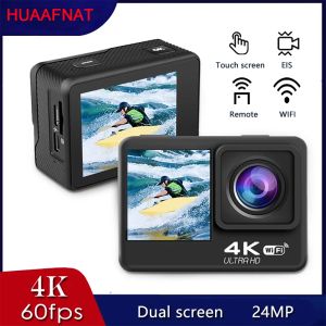 Caméras S60TR ACTION CAMERIE 4K 60FPS 24MP EIS 2.0 Touch LCD Double écran WiFi Remote Remote Contrôle 4x Zoom Go Sports Pro Camera