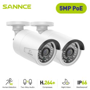 Camera's Sannce 2pcs Ultra HD 5MP POE Camera Outdoor Indoor Weatherproof Security Network Bullet Bullet EXIR Night Vision E -mail Alert Camerate Kit