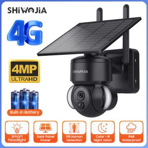 Cameras Shiwojia Outdoor Camera 4G / WiFi Solar Powered 7500mAh Batterie avec panneaux solaires 5 W