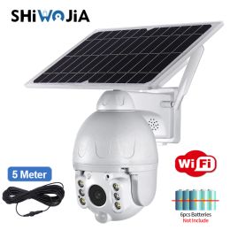 Caméras Shiwojia Outdoor Solar Camera WiFi White Docutable Solar Cam Batter