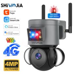 Camera's Shiwojia Tuya Ptz IP Camera 4G Sim Card 4MP video Alarmbewaking Camera's Outdoor Speed Dome Camera CCTV Beveiligingsbeveiliging