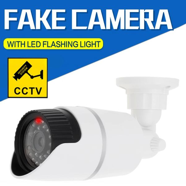 Cámaras Simulación Dummy CCTV Security Monitor Cámara falsa Cámara de seguridad para el hogar impermeable al aire libre con luz intermitente LED