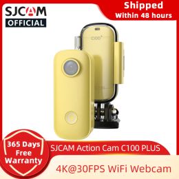 Cámaras SJCAM C100 Plus Cámara de la cámara Mini Acción Cámara del pulgar 4K 30FPS H.265 NTK96675 Wifi 30m impermeable DV Camera webcam web