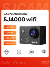 Cameras SJCAM SJ4000 WiFi Action Camera 4k FHD 30m Imperpose 2,4g WiFi 4X Zoom WiFi Sports Action Action Cameras Cambicycle Casque