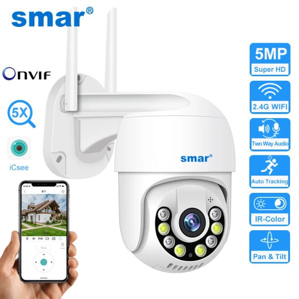 Cameras SMAR 1080P 3MP PTZ WiFi Camera Outdoor Tracking Ai Human Detect Full Color Night Vision Two Way Audio IP Camera ICSEE