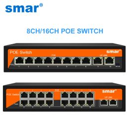 Cameras SMAR 48V 8/16 PORTS POE Switch POE avec port RJ45 standardisé IEEE 802.3 AF / AT avec 10/100 Mbps pour POE Caméra CCTV CCATRY