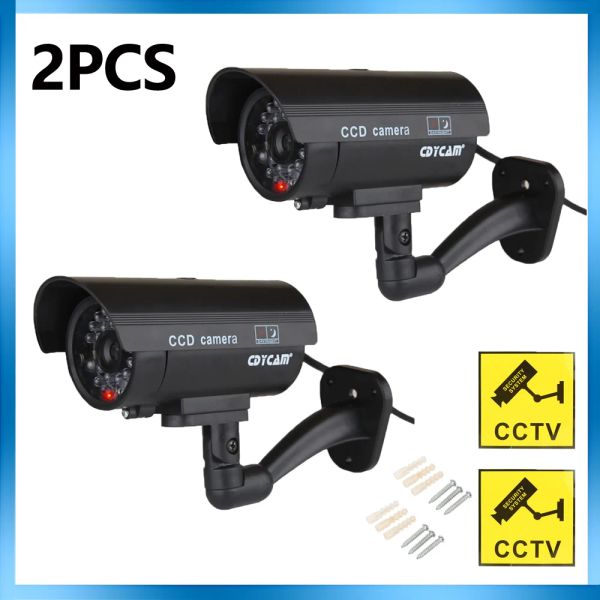 Cámaras Cámara de vigilancia virtual de interior/exterior inteligente Tipo de hogar Impermeable CCTV Cámara de seguridad CCTV con luz LED roja intermitente