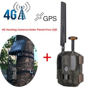 Cámaras Solar 4G Cameras de caza Traps Scout Wild Camera Wild Trail GPS/Correo electrónico/MMS/FTP/GSM Visión nocturna Cámara de cargador solar externo 4G
