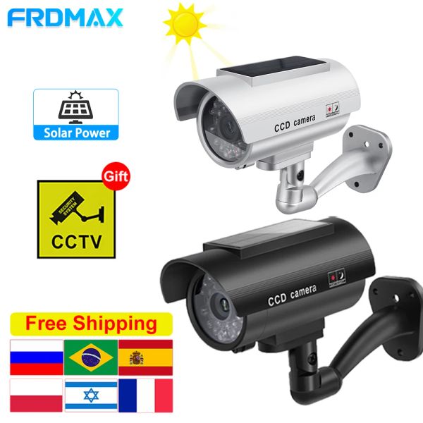 Caméras Solar Model Camera Simulation extérieure CCTV Surveillance Security Protection Fake Bullet Cam avec LED clignotant étanche