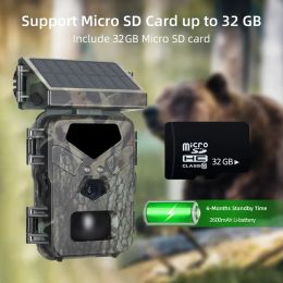 Caméras Caméra de chasse solaire mini700 Infrarouge Vision nocturne Vision de la faune Observation CAM 20MP / 1080P HD CHARGE DE CHARGE DE CHARGE DE CHARGE PHOTO