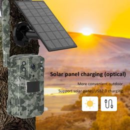 Camera's Solar Hunting Trail Camera 14mp 4G Sim Card IP66 Waterdichte 20m PIR Motion Detectie Wildlife Camera IR Night Vision Apparaat