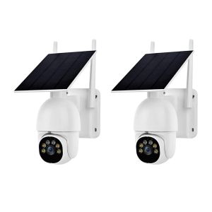 Camera's zonne -aangedreven beveiligingscamera Outdoor Color Night Vision Pan Tilt 360 ° View IP65 Waterdichte wolk/TF -opslagbewaking CAM