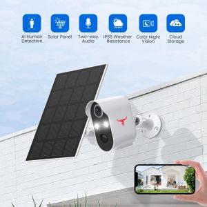 Caméras Solar WiFi Camera Outdoor Video Video Ai AI Détection humaine Two Way Sécurité audio Sécurité CCTV IP Caméras avec panneau solaire