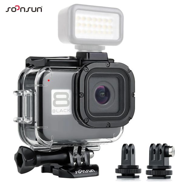 Caméras Soonsun 60m Boîtier étanche pour le logement de GoPro Hero 8 Black Underwater Shell avec chaussure froide pour Go Pro 8 Case