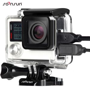 Caméras Soonsun Skeleton Housing Case pour GoPro Hero 4 Hero 3+ Hero3 Côté de protection ouverte pour GoPro 3 3+ 4 Black Silver Camera