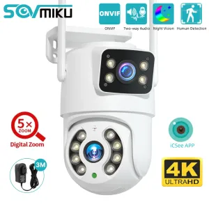 Camera's Sovmiku 8mp 4K Ptz WiFi Surveillance Camera Dual Len 5x Zoom Night Vision OnVif Auto Tracking CCTV IP Camera Beveiligingsbeveiliging