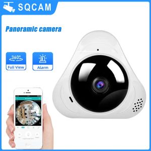 Cámaras Cámara panorámica SQCAM Cámara 360 para cámaras de vigilancia casera con visión nocturna Voz de dos vías 1080p Protección de seguridad para el hogar
