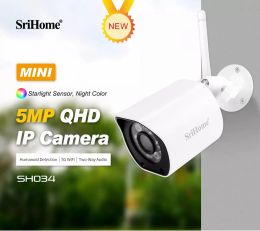 Camera's SriHome Nieuwe release SH034 5MP MINI 5G WIFI IP Camera Waterdichte video Surveillance Beveiliging Outdoor Color Night Vision CCTV CAM
