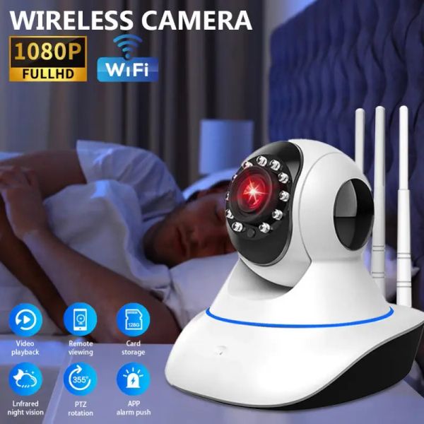 Cámaras Cámara de vigilancia 1080p Cámara de sobrevaluación Wifi Infrarrojo 3 Antenas 1080p HD Wifi IP Camera IP Smart Home Robot Noche