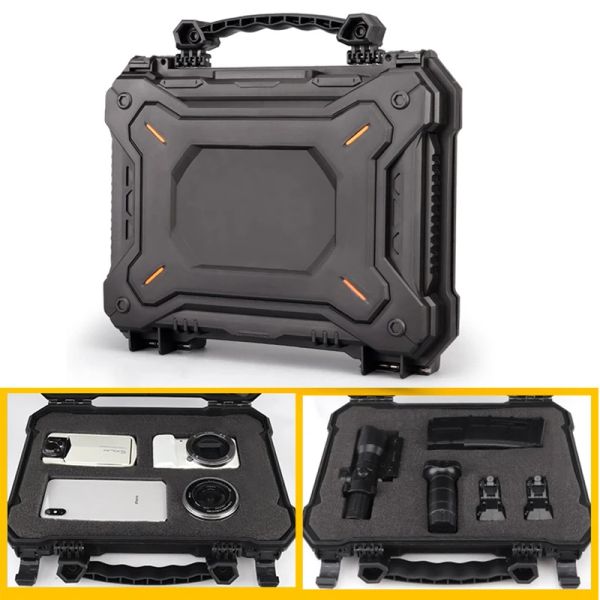 Caméras Tactical Gun Pistol Camera Protective Case Hard Shell Tool Box Boîte de rangement avec mousse personnalisée + serrure de sécurité