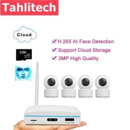 Camera's Tahlitech 2ch/4ch Mini NVR Kit 3MP WiFi Outdoor Camera Wireless Security Camera System Ondersteuning AI Face Detect en Two Way Audio