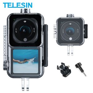 Caméras Telesin 45m Case de logement sous-marin pour DJI Action 2 Couverture de protection de la lentille en verre trempé en verre trempé pour l'action 2 Caméra
