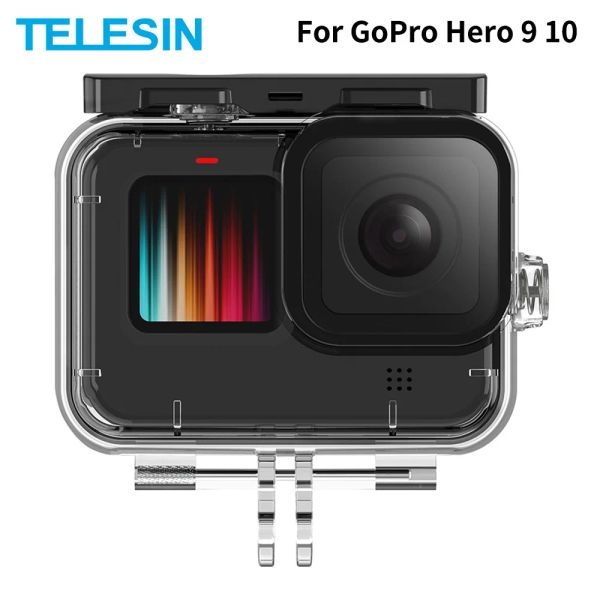 Cameras Télésine 50m Basage étanche Boîtier de la lentille en verre trempé Couverture de boîtier de plongée pour GoPro Hero 9 10 ACCESSOIRES DE CAMERIE NOIR