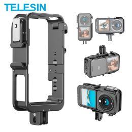 Camera's Telesin aluminium legeringsframe -kader met meerdere 1/4 'gaten koude schoen Actie Camera Adapter voor DJI Action 2 Combo Accessories