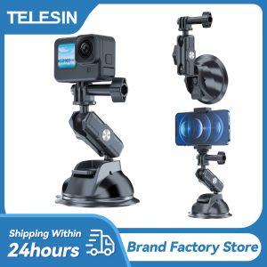 Cámaras TELESIN CAR STOPTER CUPA DE SUCCIÓN 360 ° Ajustable 1/4 Adaptador estándar para GoPro 10 9 Insta360 OSMO Acción SJCAM Teléfono móvil