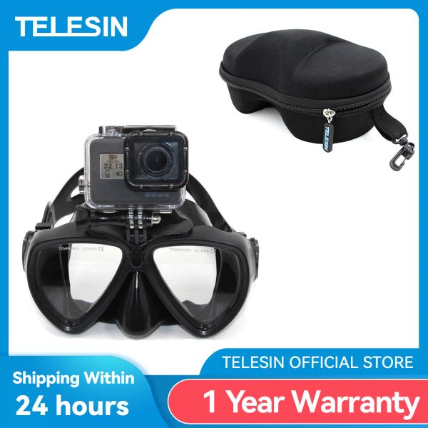 Cámaras Telesin Diving Mask Scuba Dive Snorkel Googgles de natación Gafas templadas para GoPro Hero 10 9 8 7 6 5 4 Max Insta360 Osmo Acción