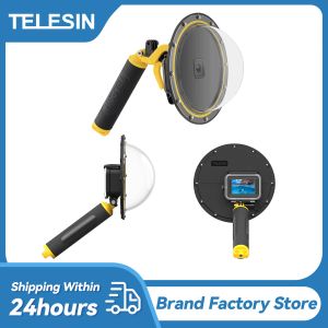 Camera's Telesin Dome Port voor GoPro Hero 11 10 9 Zwart Waterdichte woningkast met drijvende handgreep Grip Bobber voor GoPro Action Camera