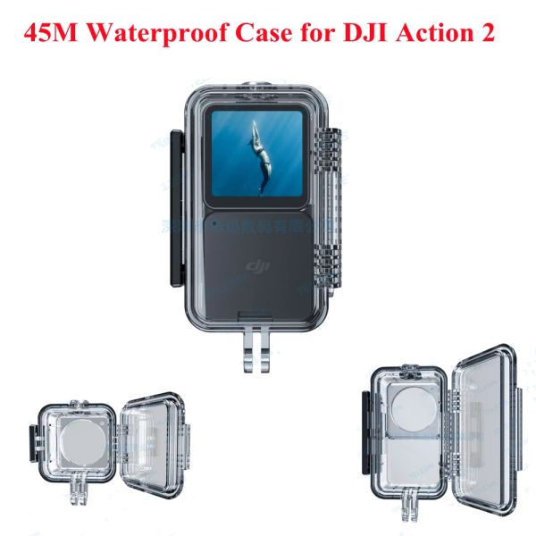Cameras Télésine pour DJI Action 2 Boîte de protection de plongée scellée DJI Case étanche Scellée 45m Accessoires de caméra sportive imperméable