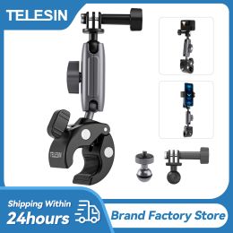 Cameras Telesin Motorcycle Bicycle Rail Mount Blamp avec clip de montage à billes à 360 degrés pour GoPro Hero 11 10 9 8 7 6 Pour la caméra d'action du téléphone