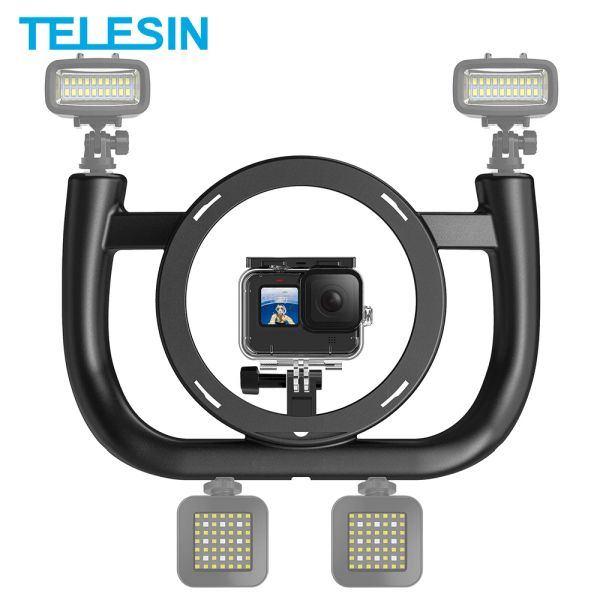 Cámaras Telesin Submarina Estabilizador extraíble estabilizador removible con zapatilla fría 1/4 hilo para GoPro Hero 5 6 7 8 9 10 DJI OSMO Action Dome Port