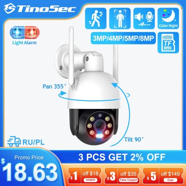 Cameras Tinosec 3MP 5MP Wireless IP Security Camera PTZ Camera Night Vision Twoway Audio Record Human Detection Home Security CCTV CAM