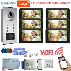 Camera's tuya 2/3/4/5/5/8/10/12 lijnen appartementen Home Video intercom met RFID Access Contro Camera Video Deur Telefoon 7inches WiFi Monitor