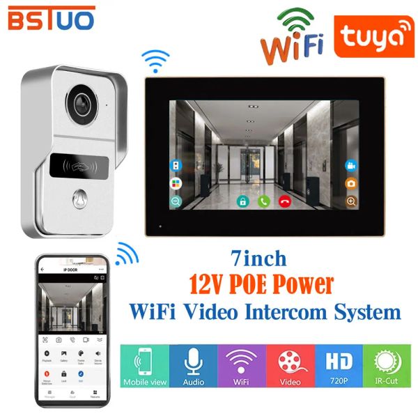 Caméras Tuya App Wireless WiFi Poe Video Interphone Kits Visual Doorbell System 1080p Entry Doorphone Door Camera for Home Villa Apartment