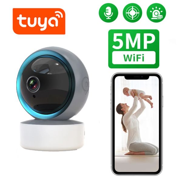 Caméras Tuya IP Camera 3MP 5MP WiFi Video Subseilance Camera HD Vision Night Tracking Auto Cloud Smart Home Security Camera